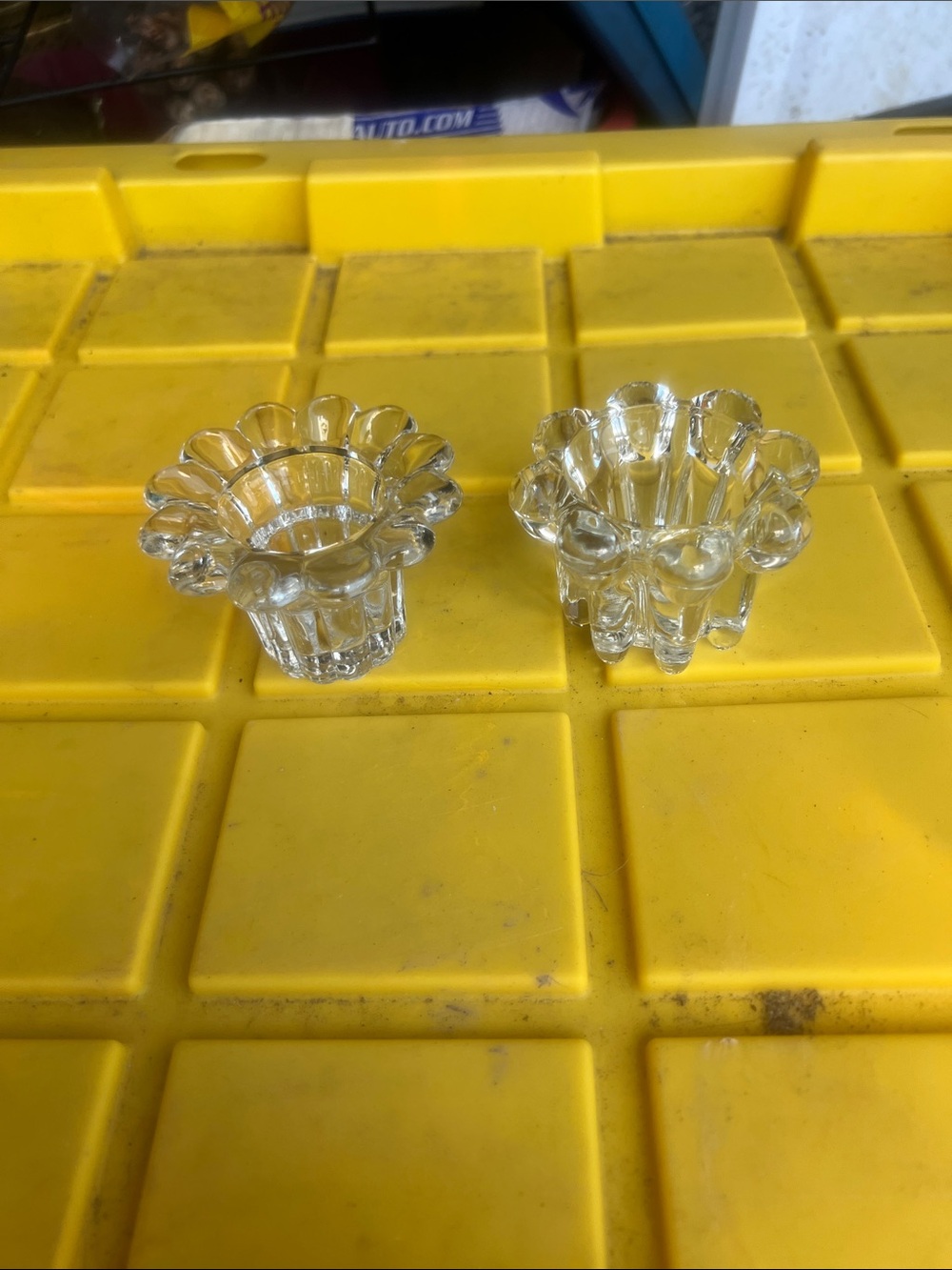Clear Glass Floral Votive Candle Holders - Set of 2